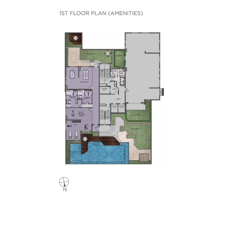Prasad Group :: Altitude 16 :: First Floor Plan (Amenities)