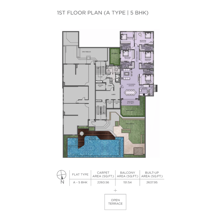 Prasad Group :: Altitude 16 :: First Floor Plan A Type (5 BHK)