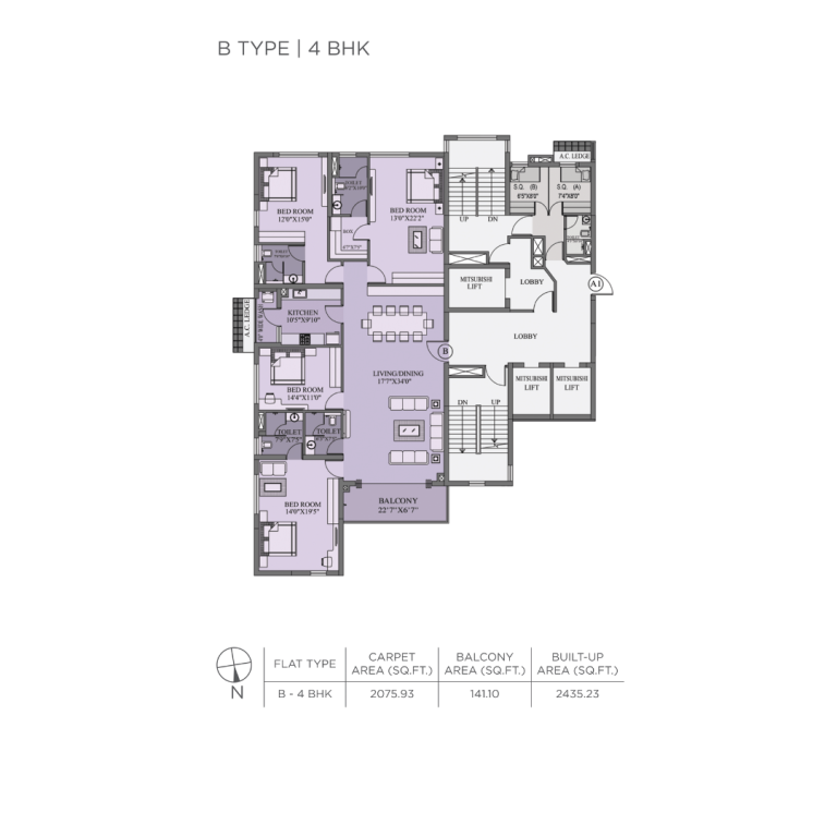 Prasad Group :: Altitude 16 :: B Type (4 BHK)